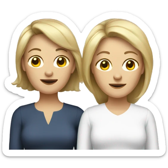 two middle-aged woman with brown hair and blonde hair sticker