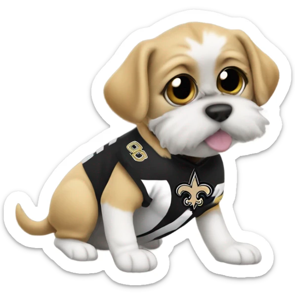 Dog wear New Orleans saints gear kicking a cat wearing Atlanta falcons gear  sticker