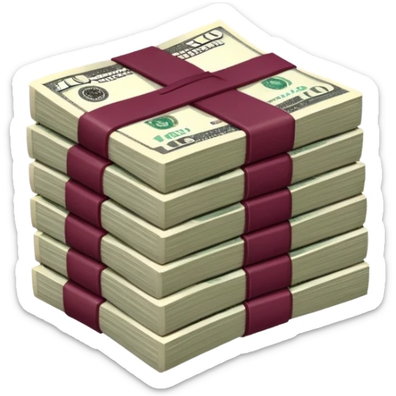 You have to make it look like the money is folded in half and there's a lot of it, these are $100 bills and they don't have a bow but a burgundy rubber band for the money. sticker
