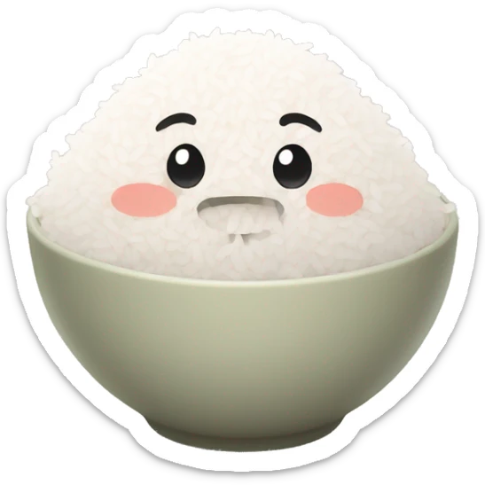 cute rice, white rice, aesthetic, detailed, 4k, soft, soft colors, minimalist  sticker