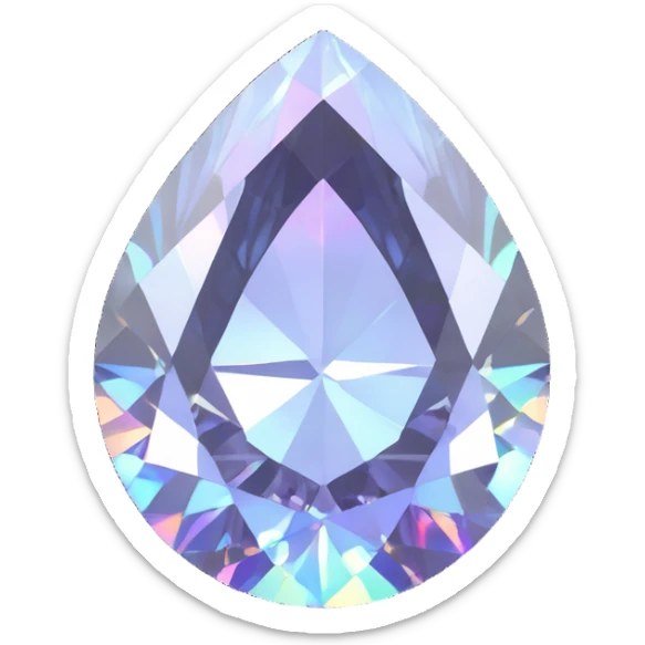 gemstone emoji, round white diamond in silver prongs, gentle holographic glow sticker