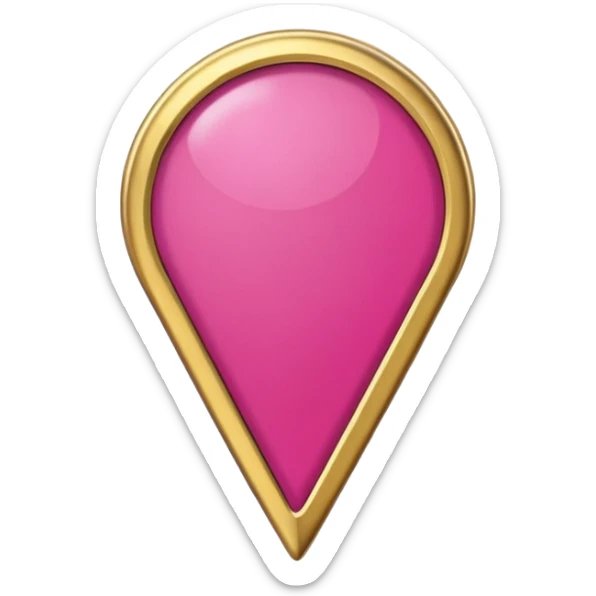 A dark pink location pin with golden details and accents.  sticker