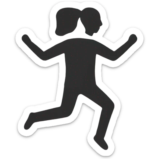 outline of a person with no legs jumping with their hands going to the right sticker