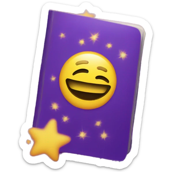 Passport with sparkles log on the cover, purple and yellow colors sticker