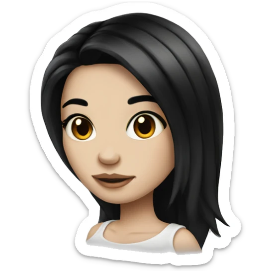 Beautiful girl with white skin, long black hair and tattoos sticker