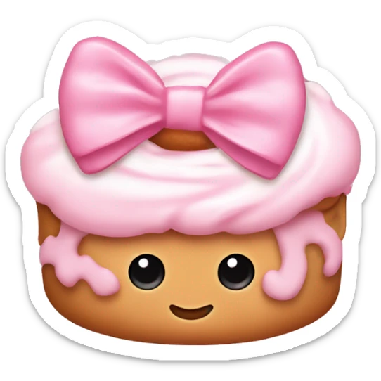 Cinnamonroll emoji with a baby pink bow and a baby pink heart on the side sticker