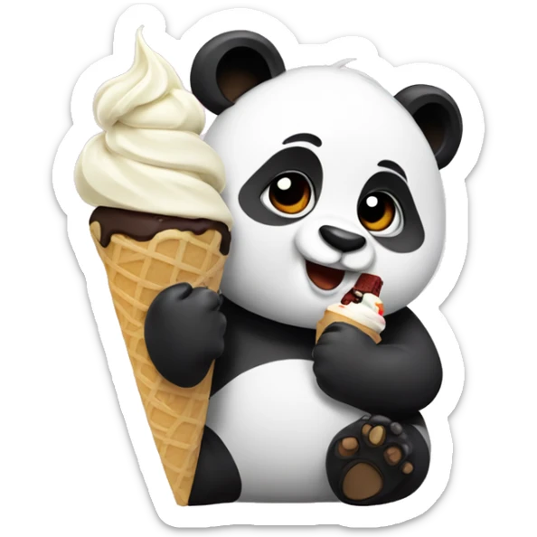 Panda eating ice cream sticker