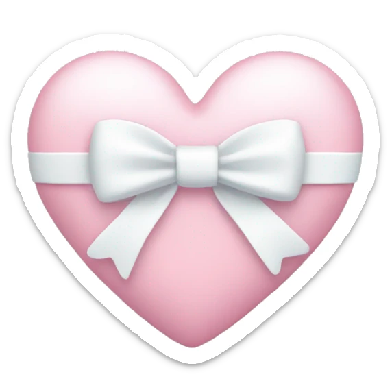 Pastel pink heart with white bow sticker