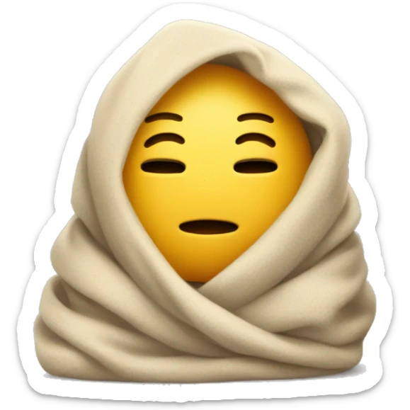 usually yellow emoji face(no body) with cute relaxed chill facial expressions wrapped cosily in a blanket sticker