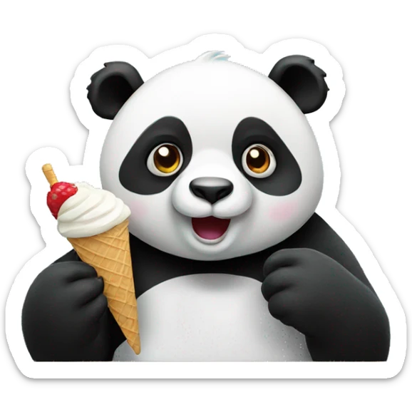 Panda eating ice cream sticker