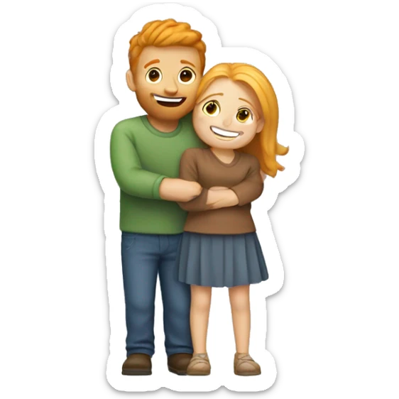 couple hug with warm smiles blonde girl and ginger man  sticker