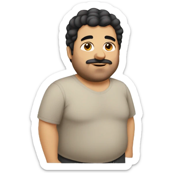 middle east chubby man with a little bit of hair and black hair sticker
