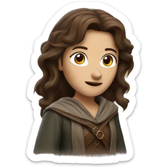 female character with brown hair in Lord of the rings style sticker