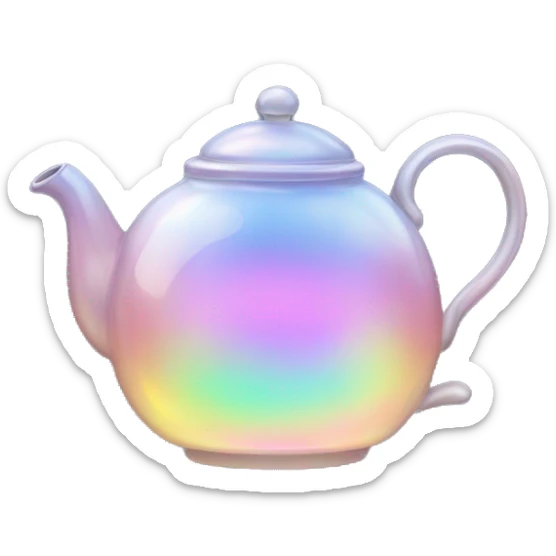 Pale holographic tea pot sticker