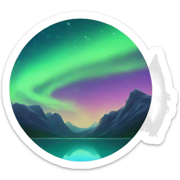 night sky with aurora reflections sticker