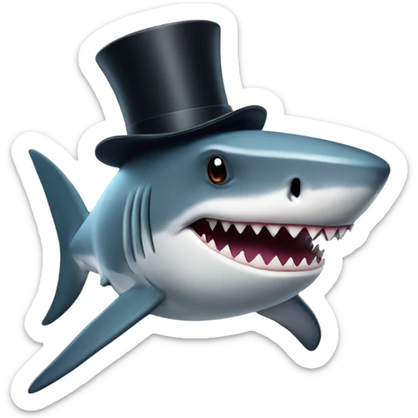 Shark with a top hat sticker
