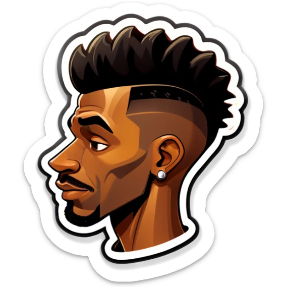 Black male with big nose and high top fade for the hair sticker