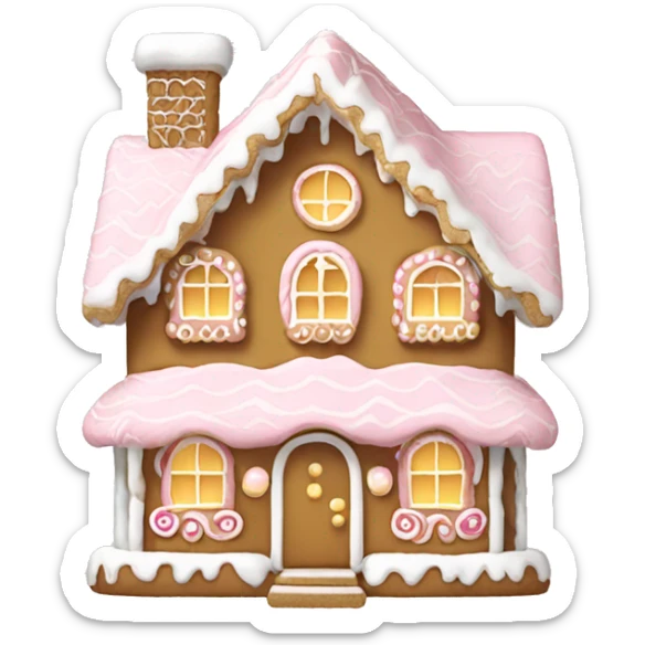 light pink and gold and white gingerbread house sticker