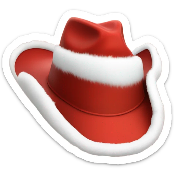red cowboy hat that mimic the style of a santa hat that is red with white fur trim sticker