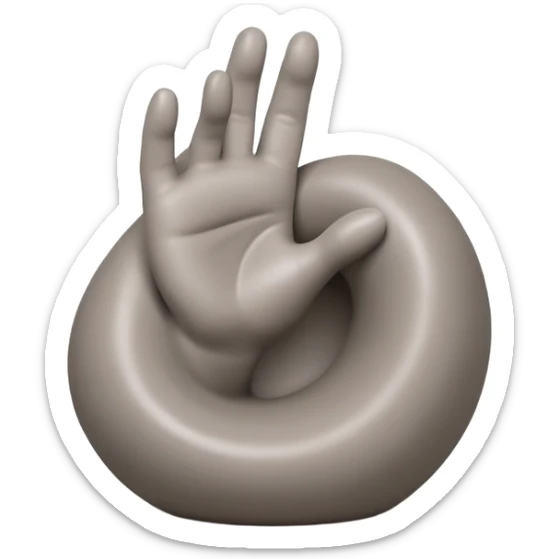 single hand with curved fingers hugging the side of a clay blob on a silver pottery wheel sticker