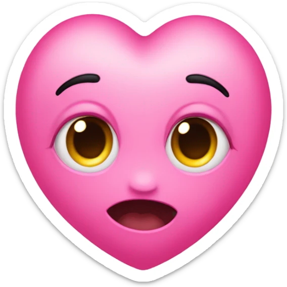 Heart eyes but the eyes are pink and a mouth that young is sticking out sticker
