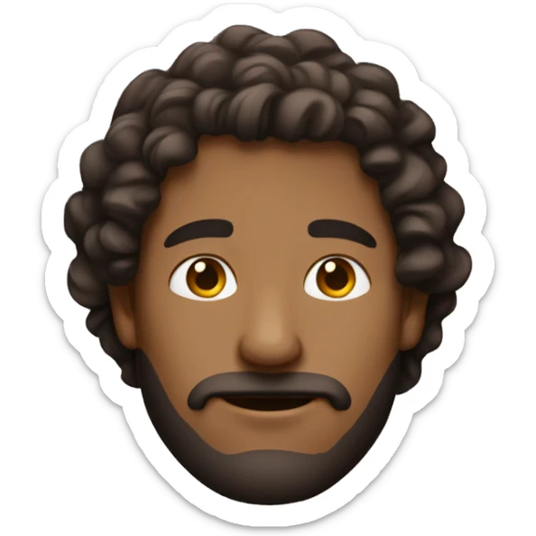 Generate an emoji of a brown haired man with middle length of curly hairs sticker