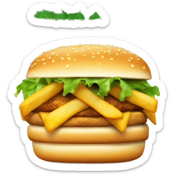 food diary with chicken french fries burger and green leafs  sticker
