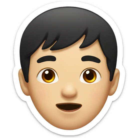 cute asian male with  brown eyes and black bangs, sticking out his tongue sticker