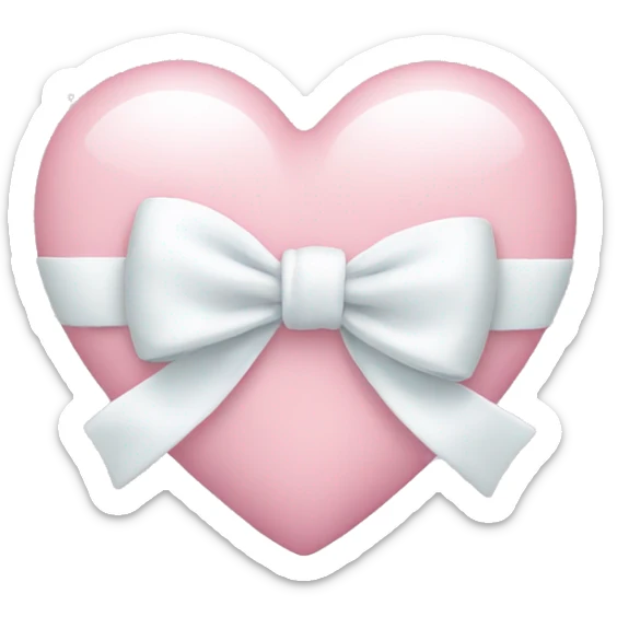 Pastel pink heart with white bow sticker
