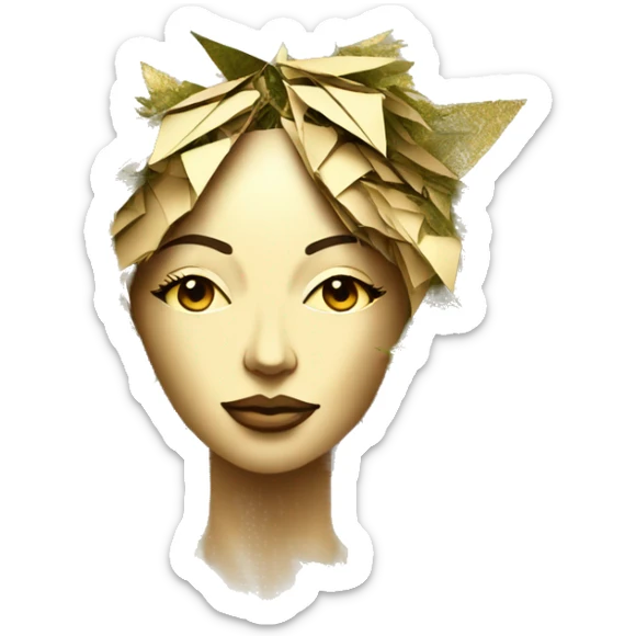  Hemp 420 lady face melting gold tropical made of 420 origami newspaper roses hemp leaves lantern fairy lights burning paper and hemp leaves in hair sticker