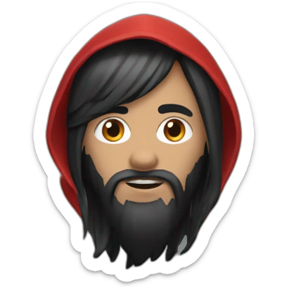 red-ridding-hood-with-long-black-strait-hair-with-white-break-hair sticker