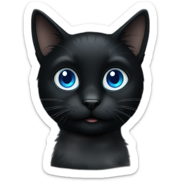 Black cat black fur with blue eyes  sticker