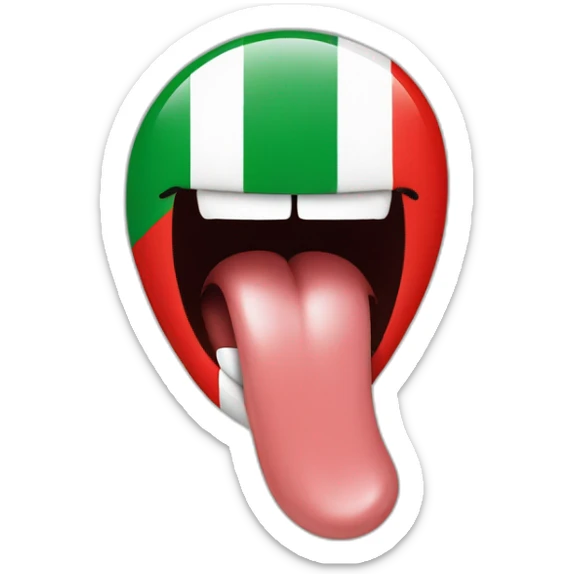 tongue out of mouth in italian flag colours sticker