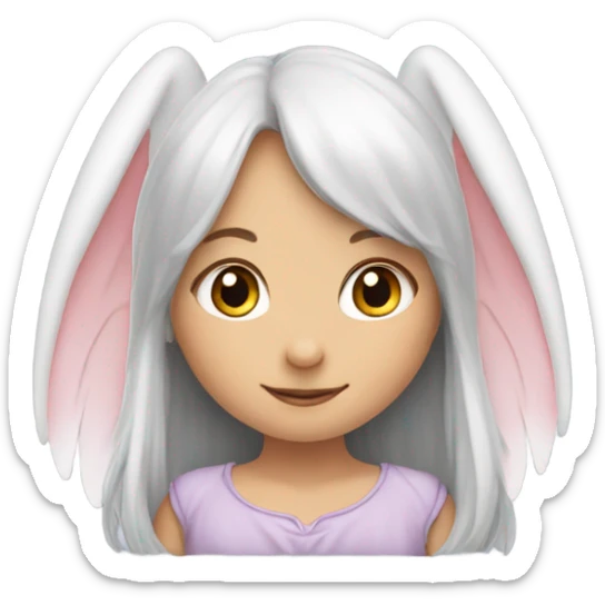 Bunny ear,fairy wings, girl, long hair, big wings sticker
