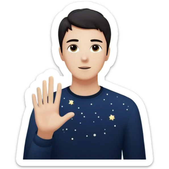 A young man in a vast, dark starry universe, surrounded by floating particles of light space. Each particle represents a choice, a moment, a memory—his personal universe. He reaches out, touching one, knowing that everything he does stays in this space forever. universe around him sticker