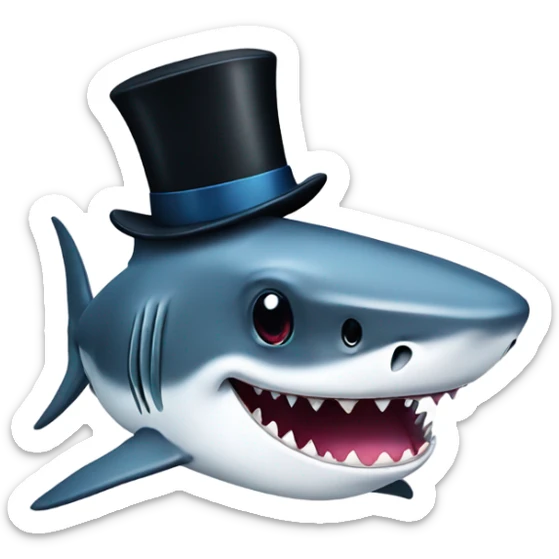 Shark with a top hat sticker