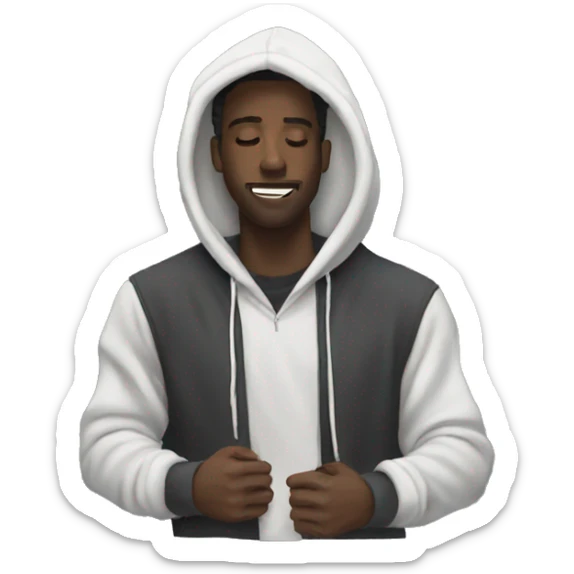 Man with hoodie on floating to beautiful music aesthetic sticker