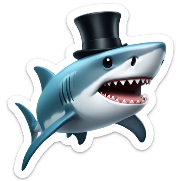 Shark with a top hat sticker