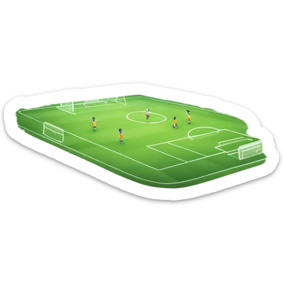 An icon showing a large, beautiful indoor stadium with soccer players on the field, actively playing. Fans cheer from the stands, creating a vibrant and energetic atmosphere. Bright lights shine down on the action, symbolizing the excitement of live sporting events. Transparent background. sticker