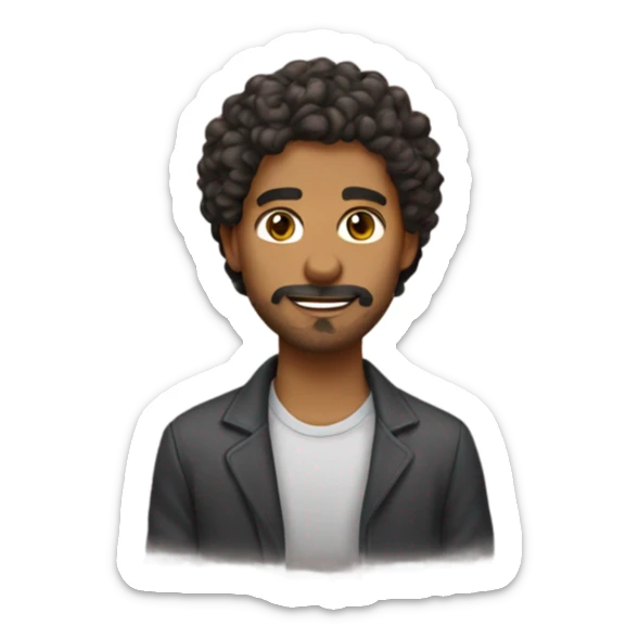 brown man with facial hair and short curly hair sticker