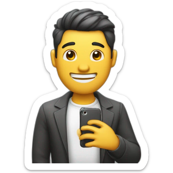 hombre bien vestido feliz teniendo una llamada con un iphone sticker