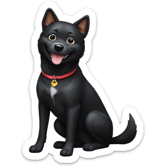 A black dog of the Shiba Inu breed sits and smiles sticker