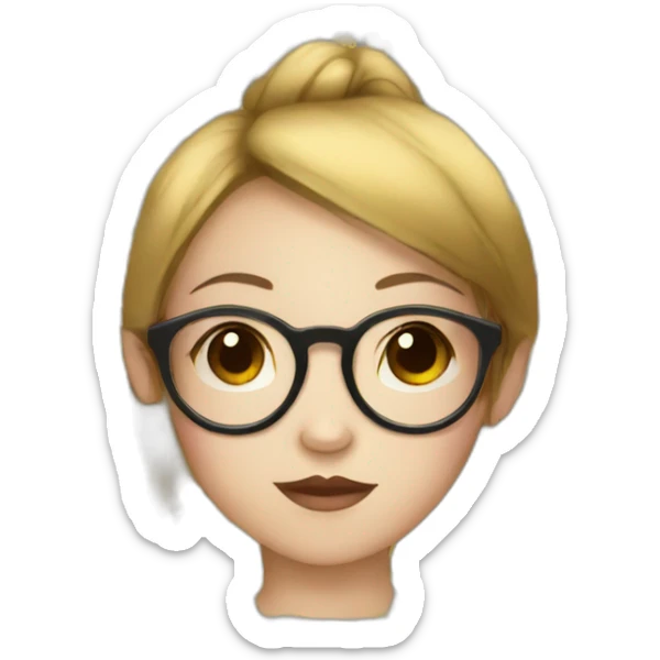 Vietnamese girl with golden round glasses and dark red black hair sticker