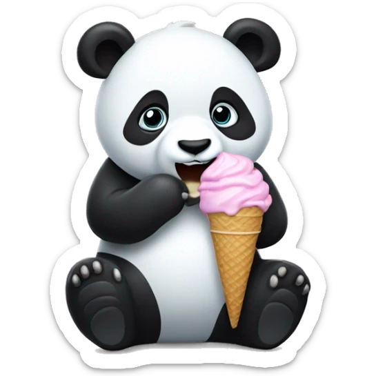 Panda eating ice cream sticker