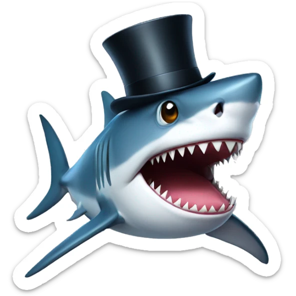 Shark with a top hat sticker