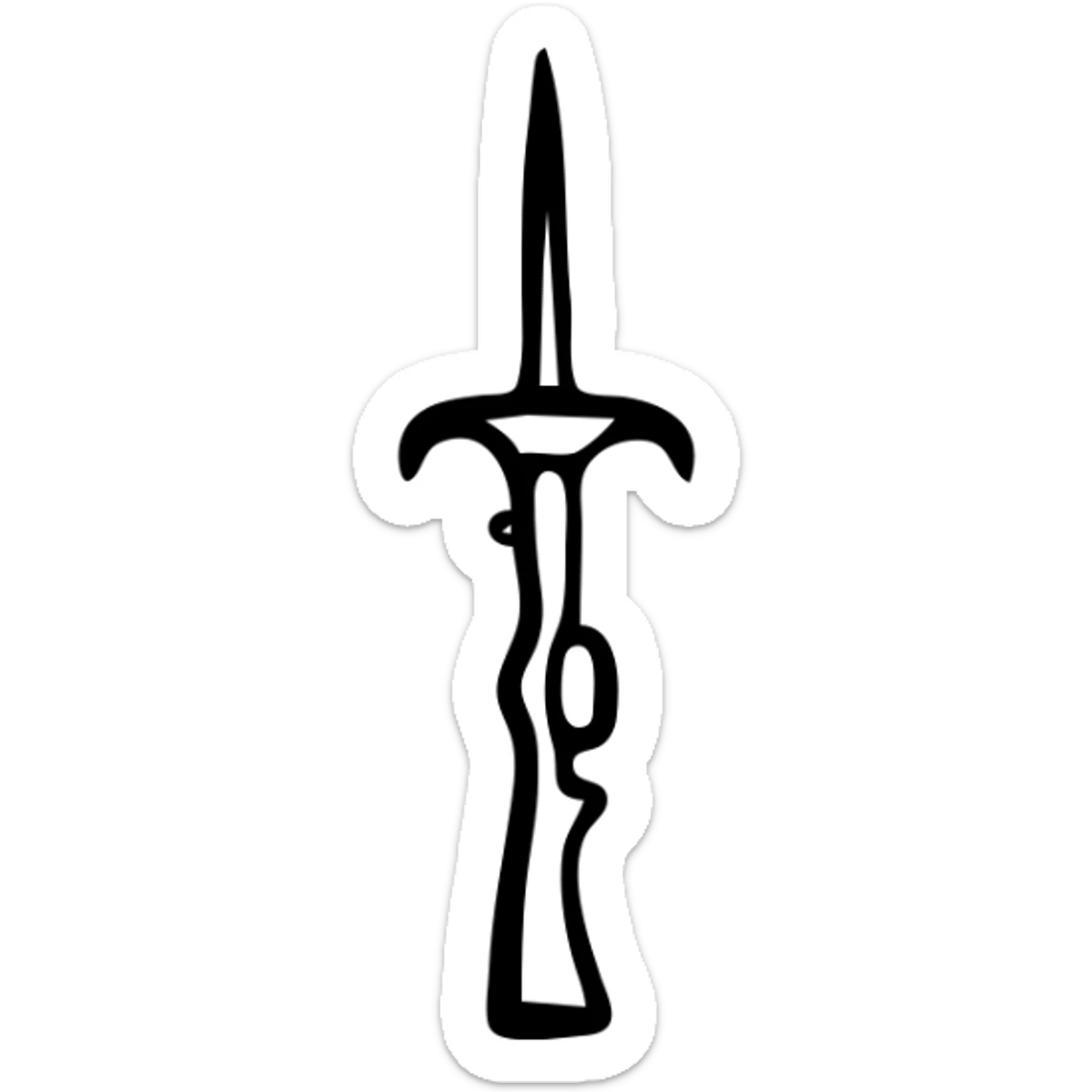 A sickle attached to the end of a rifle as a bayonet weapon sticker