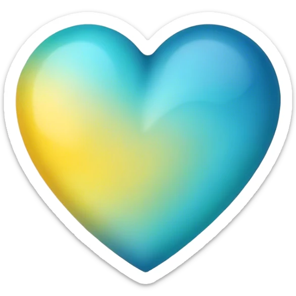 Can you generate me a heart emoji with a blue to yellow to teal gradient? sticker