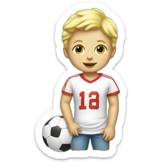 blond baby with a football t-shirt sticker