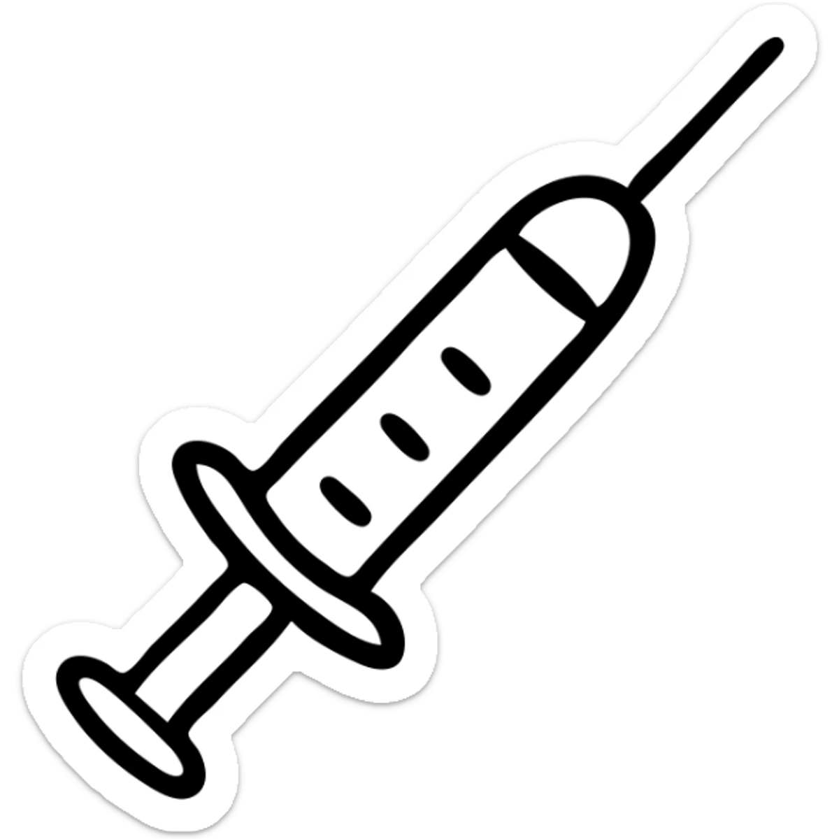 A medical syringe with needle, simple and recognizable icon for healthcare sticker