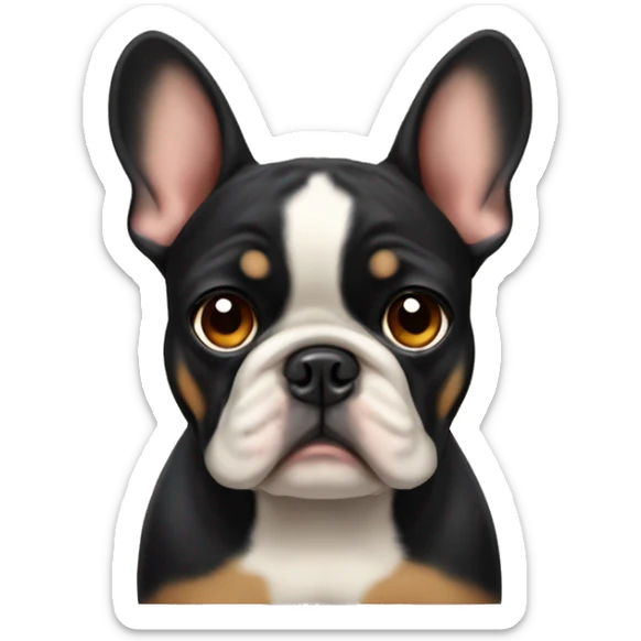 Black-and-tan French bulldog with sad puppy eyes  sticker